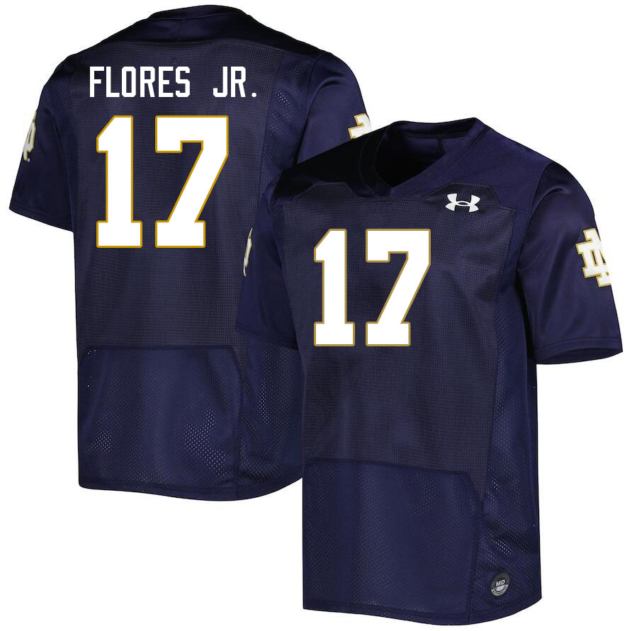 Men #17 Rico Flores Jr. Notre Dame Fighting Irish College Football Jerseys Stitched-Navy - Click Image to Close